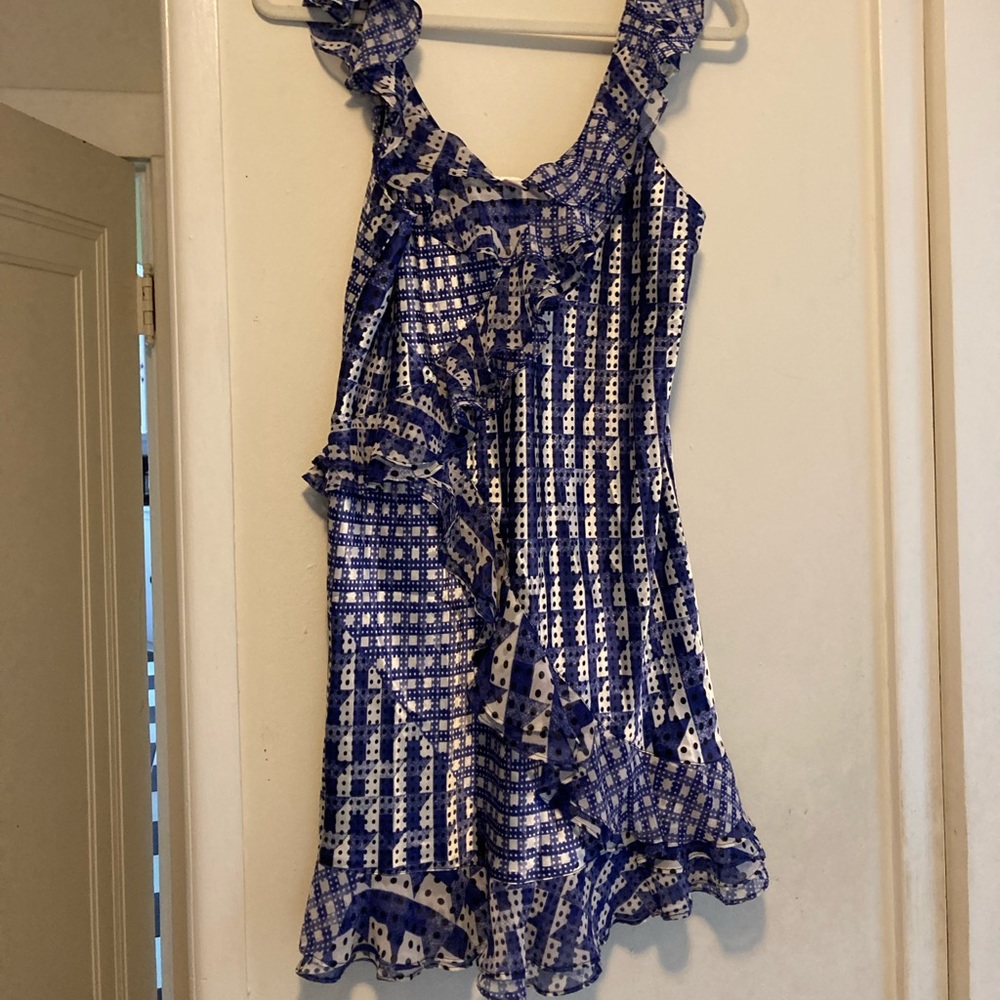 Oscar de la Renta Pink Label blue graphic dress